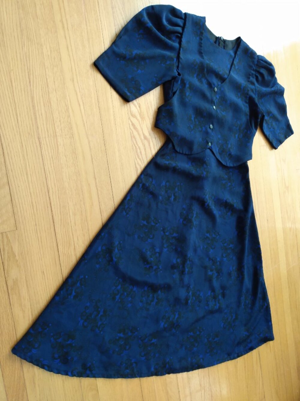 Vintage Girl's Handmade Mennonite Prairie Dress 31" Bust Blue Vest Bodice